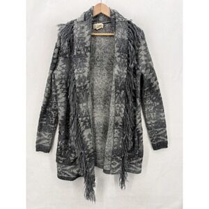 Denim & Supply Ralph Lauren Gray Fringe Open-Front Cardigan